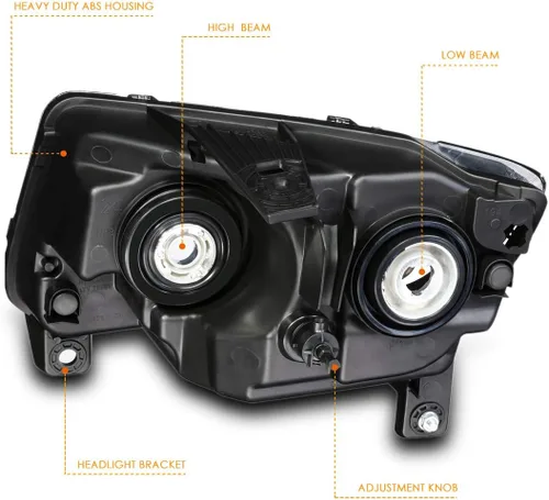 Miniatura 5 de PM PERFORMOTOR Conjunto de 2 faros halógenos compatibles con Jeep Grand Cherokee 11-13, carcasa negra, esquina ámbar