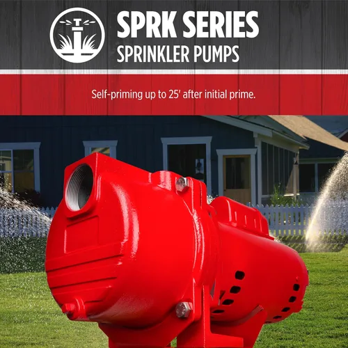 Miniatura 6 de Red Lion RL-SPRK-200-BR, 230 voltios, 2 HP, 77 GPH, bomba de aspersión/riego con impulsor de latón, roja, 97102002