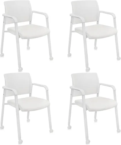 Miniatura 18 de CLATINA Sillas de oficina apilables para recepción de invitados con brazo, silla de sala de espera con respaldo de malla con asiento de tela Negro