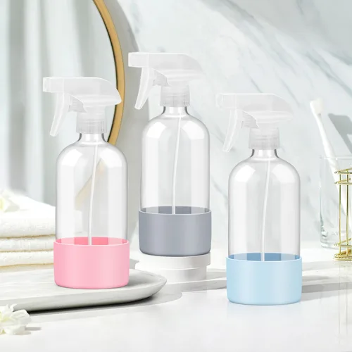 Miniatura 5 de Rionisor Botellas de Spray de Vidrio con Protección de Funda de Silicona, Recipientes Vacíos Recargables de 16 oz, Botellas de Spray Reutilizables