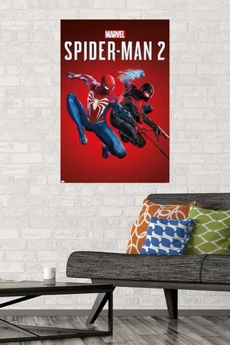 Miniatura 2 de Marvel's Spider-Man 2 - Póster de pared de arte clave, 34 pulgadas de largo x 22.4 pulgadas de ancho, versión premium sin marco