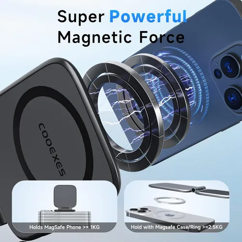 Miniatura 3 de Soporte magnético para teléfono para automóvil, soporte MagSafe para automóvil con imanes fuertes de doble cara, soporte ajustable para teléfono
