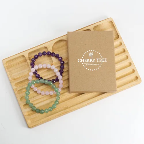 Miniatura 5 de Cherry Tree Collection Gemstone - Small, Medium, Large Sizes - 3 Beaded Bracelet Set With Gift Box - Bracelets For Men, Women, and Teens - 8mm Beads