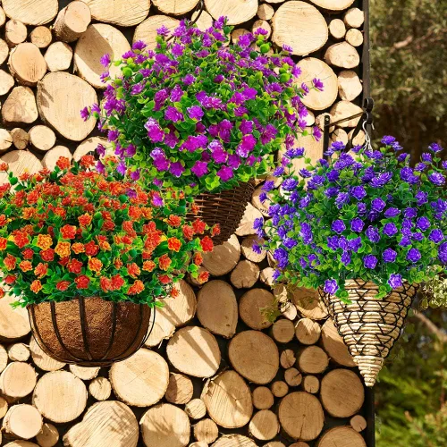 Miniatura 3 de Flores artificiales, arbustos de boj falsos para exteriores, resistentes a los rayos UV, plantas verdes de plástico sintético para colgar