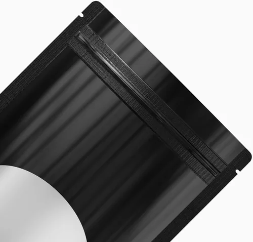 Miniatura 3 de Bolsa de doble cara de color mate/brillante con ventana redonda transparente (100 bolsas/paquete) (3.3 x 5.5 pulgadas, negro brillante)
