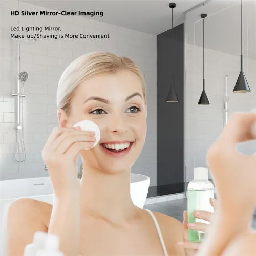 Miniatura 4 de Espejo de baño LED de 36 x 30 pulgadas, montado en la pared, antiniebla, luz frontal, espejo de tocador iluminado regulable con luces LED