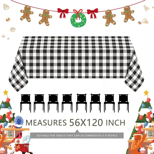 Miniatura 6 de Camino de mesa a cuadros de búfalo negro y rojo, 2 paquetes de 13 x 108 pulgadas, caminos de mesa navideños a cuadros para decoración de mesa