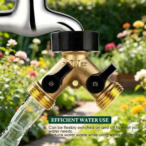 Miniatura 6 de Dalmbox Divisor de manguera de jardín de 2 vías, adaptador de manguera de jardín de latón con conector Y, divisor de manguera de agua, válvula