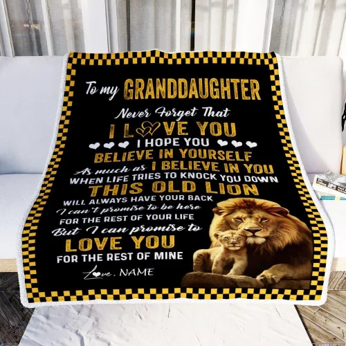 Miniatura 2 de Manta personalizada con texto en inglés «To My Granddaughter from Grandpa This Old Lion Love You Granddaughter Birthday», graduación, Navidad, manta