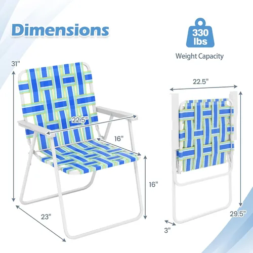 Miniatura 3 de GYMAX Silla plegable, juego de sillas de césped para patio con reposabrazos, paquete de 2 sillas de comedor ligeras para interiores y exteriores
