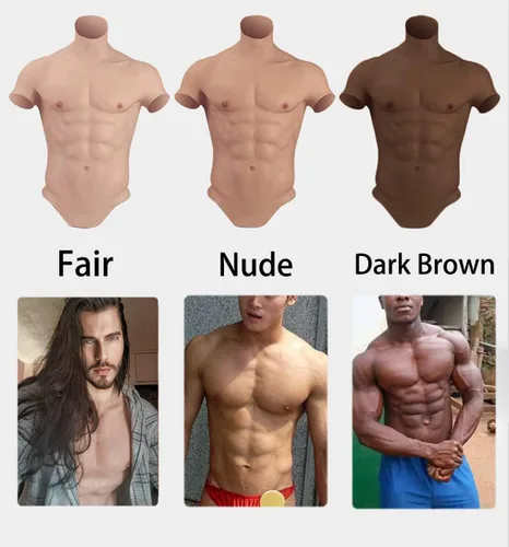 Miniatura 4 de Traje muscular de silicona con brazos con cremallera pecho de silicona masculino con brazos realista pecho abdominal
