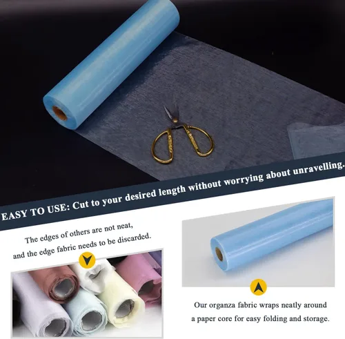 Miniatura 4 de Rollos de tela de tul de organza, organza cristal de 12" por 50 yardas (150 pies), carrete de malla de nailon transparente sedoso y brillante