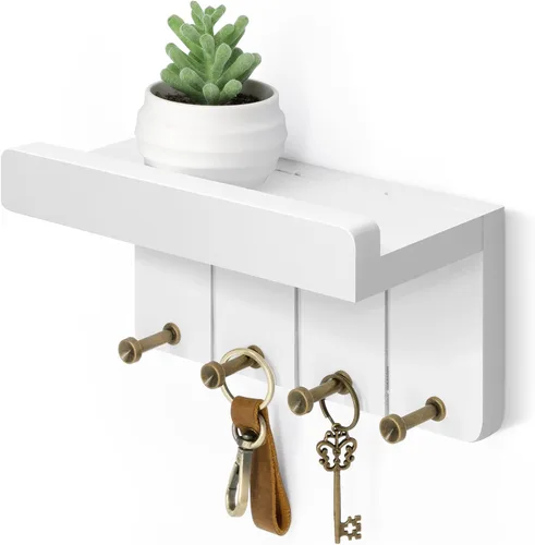 Miniatura 24 de Rebee Vision Soporte de Pared para Llaves Estilo Granja - Organizador de Correo Decorativo con 7 Ganchos para Llaves y Estante de Pared - Decoración