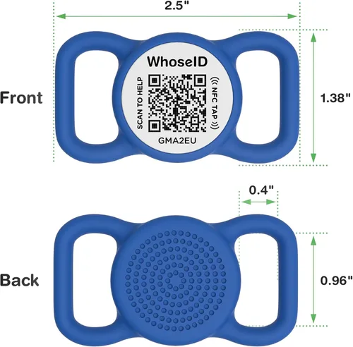 Miniatura 2 de Etiqueta para perro con código QR con NFC, etiqueta de identificación personalizada de mascota, etiqueta de identificación de perro de silicona