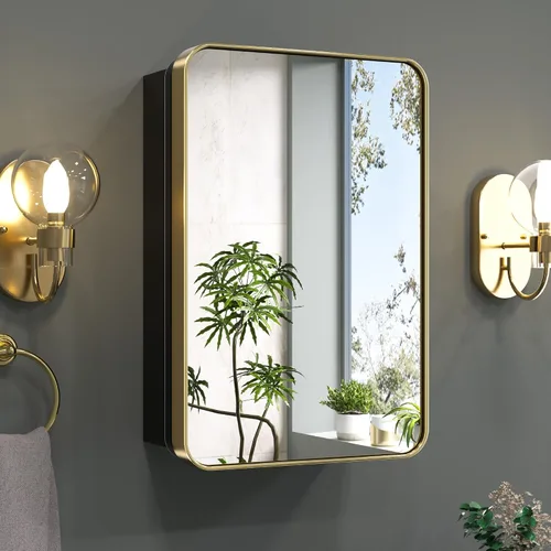 Miniatura 15 de Keonjinn Gabinetes de medicina delgados negros de 15 x 36 pulgadas, botiquín lateral estrecho para baño con espejo, marco de acero inoxidable