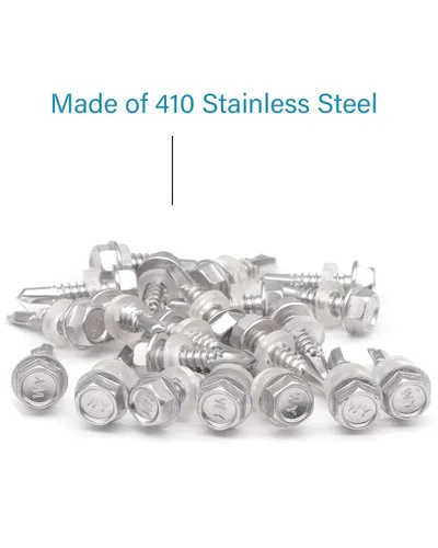 Miniatura 4 de IMScrews 100 tornillos autoperforantes de cabeza hexagonal de acero inoxidable #12 x 1, tornillos Tek de chapa de rosca completa de acero inoxidable