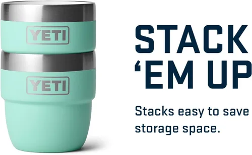 Miniatura 5 de YETI Rambler - Vaso apilable de 4 onzas, acero inoxidable, taza de café/espresso aislada al vacío, 2 unidades Verde mar