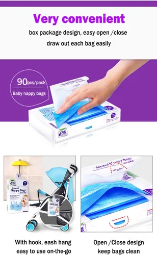 Miniatura 5 de Bolsa de pañales desechable para bebé, los sacos de pañales cubren el olor de la incontinencia realmente, polvo ligero y fresco para bebé, aroma