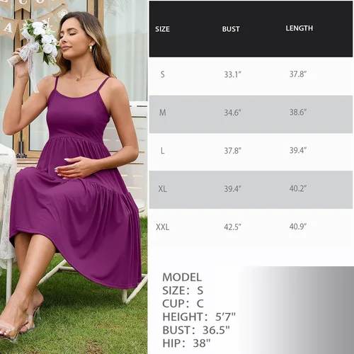 Miniatura 109 de GINKANA Vestido de maternidad sin mangas para mujer, con tirantes ajustables, vestido casual de verano para uso diario o baby shower