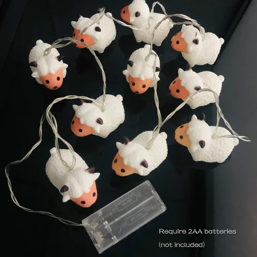 Miniatura 4 de Guirnalda de luces de oveja de 5.4 pies, 10 LED, adornos novedosos de cabras, luces de hadas de cordero alimentadas por pilas para decoración