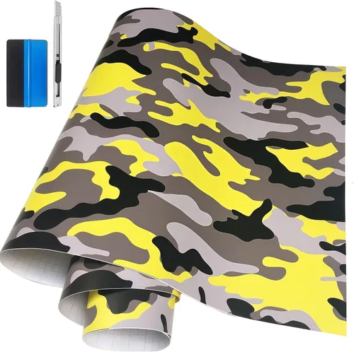 Miniatura 27 de LZLRUN Rollo de Película de Vinilo Adhesivo de Camuflaje para Automóvil Camuflaje Nieve Ártica Calcomanía Adhesiva para Consola de Automóvil