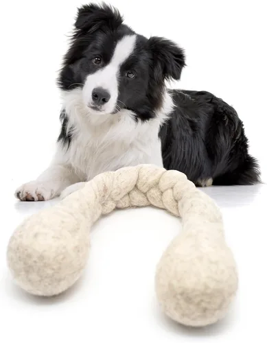 Miniatura 7 de Glaciart One Hueso masticable de lana de fieltro para perros (3 piezas) Juguete duradero para masticar perros, juguetes masticables para cachorros