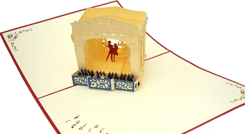 Miniatura 6 de iGifts And Cards Tarjeta de felicitación emergente 3D de Ballet Theater – Tarjeta de felicitación de escenario de actuación de baile, aniversario