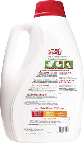 Miniatura 2 de Nature's Miracle Gato removedor de manchas y olores, fórmula de control de olores, verter