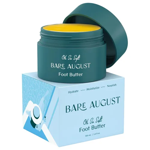 Bare August Crema para pies y bálsamo de talón Loción de mantequilla para pies suaves, lisos y saludables, hidratante de pies y suavizante de crema