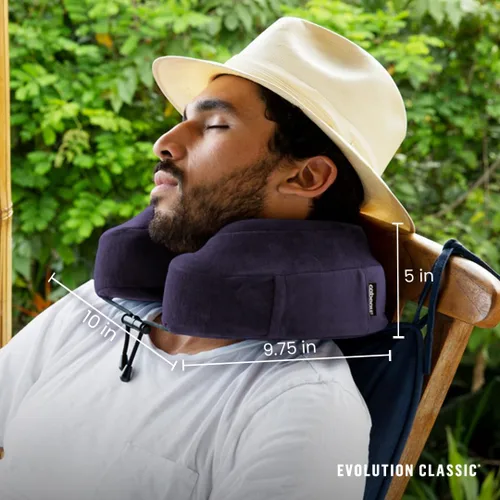 Miniatura 5 de Cabeau Almohada cervical para viajes en avión – Evolution Classic – Diseño en forma de U de espuma viscoelástica – Apoyo para dormir con cierre