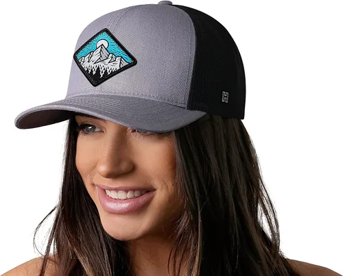 Miniatura 4 de HAKA Sombrero de camionero de campamento, sombrero de malla de montaña para hombres y mujeres, gorra de béisbol ajustable a presión, sombrero de golf