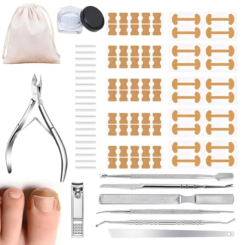 Miniatura 11 de Kit corrector de uñas encarnadas, herramientas de uñas, tiras de corrección transpirables con herramientas de levantamiento de uñas, cortaúñas