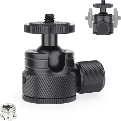 Cabeza de bola mini-INNOREL C19 Montaje de trípode-CNC Metal de bajo perfil Cabeza de bola 360° Pan 90° Inclinación Montaje de trípode con adaptador