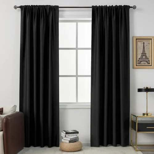 Miniatura 23 de DUALIFE Cortinas opacas de 45 pulgadas de largo, 2 paneles para ventanas pequeñas de dormitorio, aislamiento térmico, bolsillo para barra, cortinas