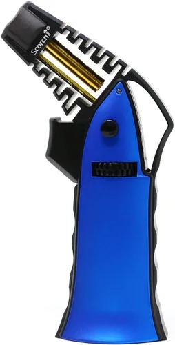 Miniatura 10 de Antorcha Scorch Torch CNC maquinada de 17,14 cm de alto, antorcha de llama de aluminio portátil ajustable recargable con butano en caja de regalo
