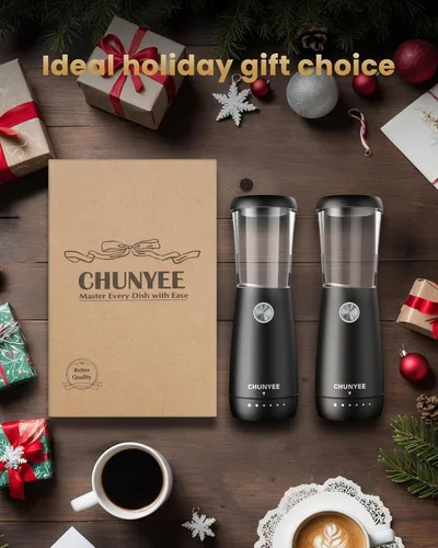 Miniatura 9 de Electric Salt and Pepper Grinder Set - Automatic Stainless Steel Rechargeable Salt and Pepper Grinder Set with Storage Base, Large Capacity, LED