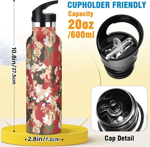 Miniatura 2 de Sport Insulated Water Bottle with Leak Proof Spout Lid Vacuum Insulated BPA-Free Leak Proof for Travel, Camping, Sports, Army Woodland Camo Gold