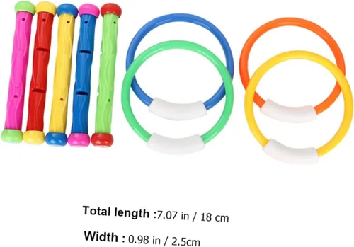 Miniatura 6 de GALPADA Anillos y palos de buceo para el hogar para entrenamiento submarino resistente al desgaste, juegos de piscina, ligeros y seguros