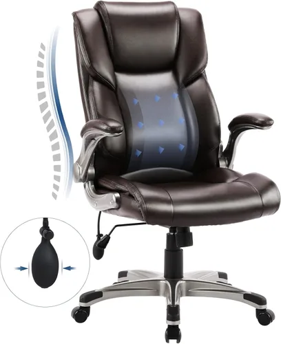 Miniatura 11 de COLAMY Silla Ergonómica de Oficina Ejecutiva con Cuero Sintético Grueso, Reposabrazos Abatibles, Respaldo Alto Ajustable en Altura e Inclinación