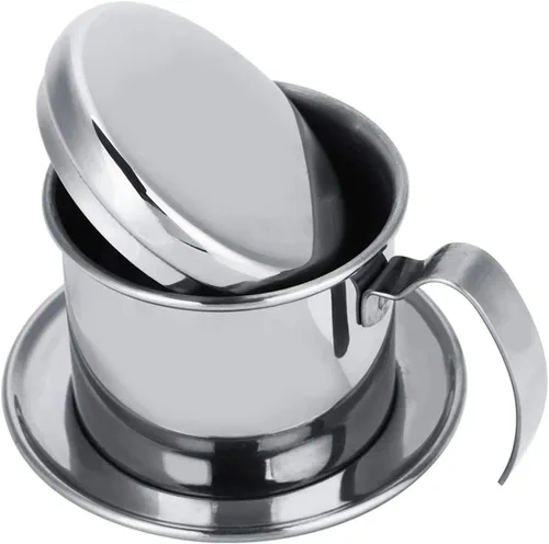 Miniatura 8 de HERCHR Gotero de café vietnamita, cafetera vietnamita de acero inoxidable con capacidad de 0.59 oz, filtro de goteo pequeño de alta resistencia