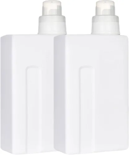 Miniatura 8 de Zerodeko Paquete de 2 botellas de lavandería recargables de 33 onzas a prueba de fugas, recipientes de detergente vacíos con tapas para el hogar