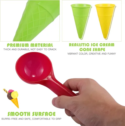Miniatura 7 de Toddmomy Juguetes para niños pequeños, 10 piezas de plástico para helados, juegos de arena para niños, juego sensorial al aire libre para niños