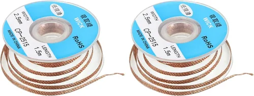 Miniatura 5 de MECCANIXITY Trenza de mecha de soldadura, trenza de mecha desoldadora sin limpieza, 0.08 pulgadas de ancho y 4.92 pies de longitud para quitar