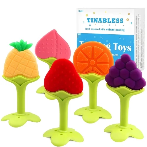 Mordedores para la dentición (paquete de 5) - Juego de mordedores de dentición para bebés Tinabless, sin BPA, naturales orgánicos seguros para el
