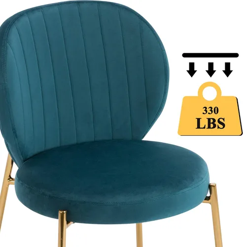 Miniatura 6 de DAGONHIL Juego de 2 sillas de comedor, sillas de terciopelo, modernas sillas tapizadas de mediados de siglo con patas de metal dorado para cocina