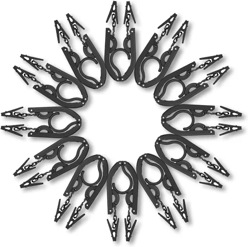 Miniatura 7 de 12 perchas de viaje negras con 24 clips plegables para maleta, perchas plegables portátiles para ropa, artículos esenciales para cruceros