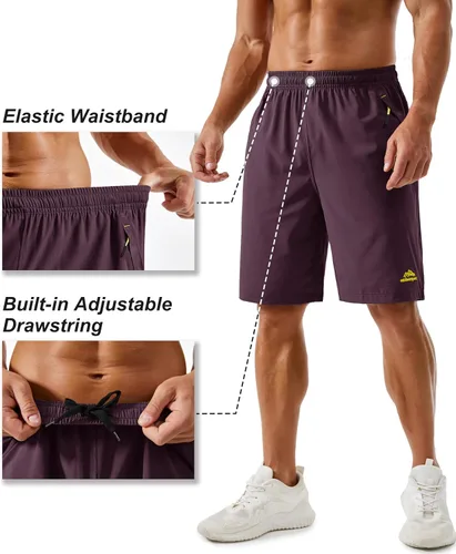 Miniatura 20 de TACVASEN Pantalones cortos deportivos para correr para hombre, 9 pulgadas, de secado rápido, pantalones cortos ligeros de verano, 3 bolsillos