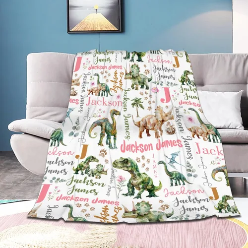 Miniatura 33 de Manta de bebé de esqueletos de dinosaurios de neón retro de los años 80, regalos para niños y niñas, decoración de dinosaurios, felpa suave
