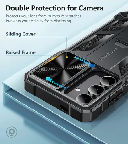 Miniatura 3 de FNTCASE Funda protectora para Samsung-Galaxy S24: Funda para teléfono S25 protección a prueba de caídas de grado militar con soporte y tobogán