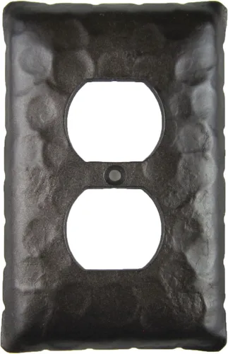Miniatura 2 de Rustic Rancho Cubierta de placa de interruptor dúplex simple de hierro forjado EPH41 (negro)